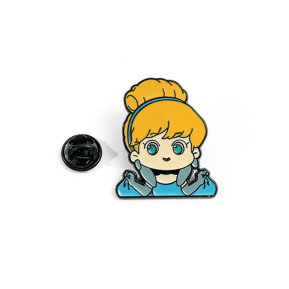 Anime Frozen Enamel Lapel Pins Cartoon Cinderella Elsa Brooches Cute Disnes Princess Metal Badges for Women Dress Accessories