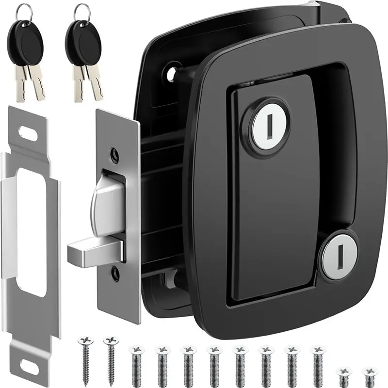 

ABBP-RV Door Lock Replacement With Paddle Deadbolt, RV Entry Door Handle Lock For Horse Trailers Travel Trailer Cargo