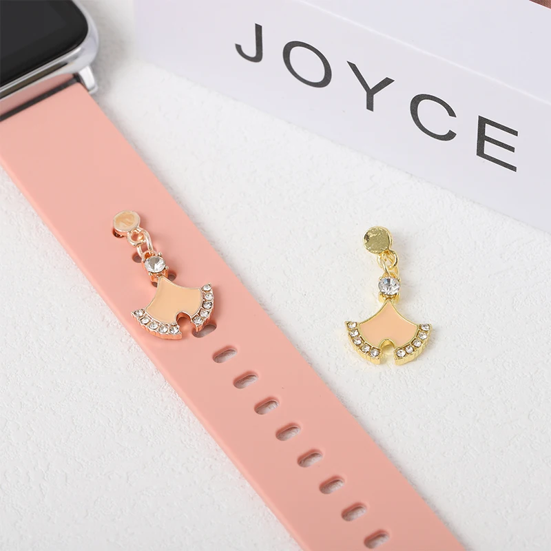 Pulsera de silicona con dijes decorativos para Apple Watch, pulsera de Metal para pierna, accesorios de joyería para Iwatch, Correa deportiva