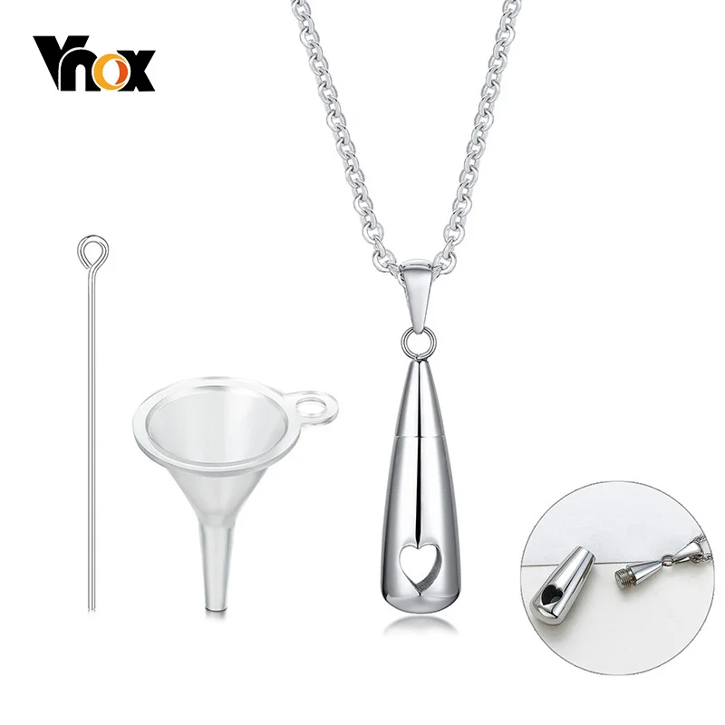Vnox Teardrop Ashes Cremation Women Necklace Jewelry, Memorial Keepsake Urn Remembrance Gift, Stainless Steel Water Drop Pendant