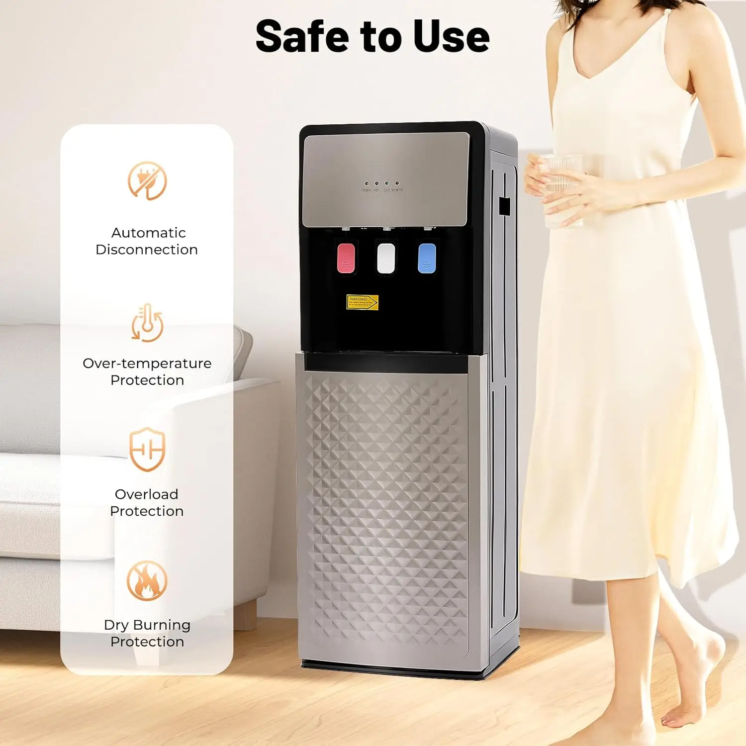 

500W 110V Bottom Loading Water Cooler with Detachable Collection Box and Heat Emission Holes for Home Commercial Office Use