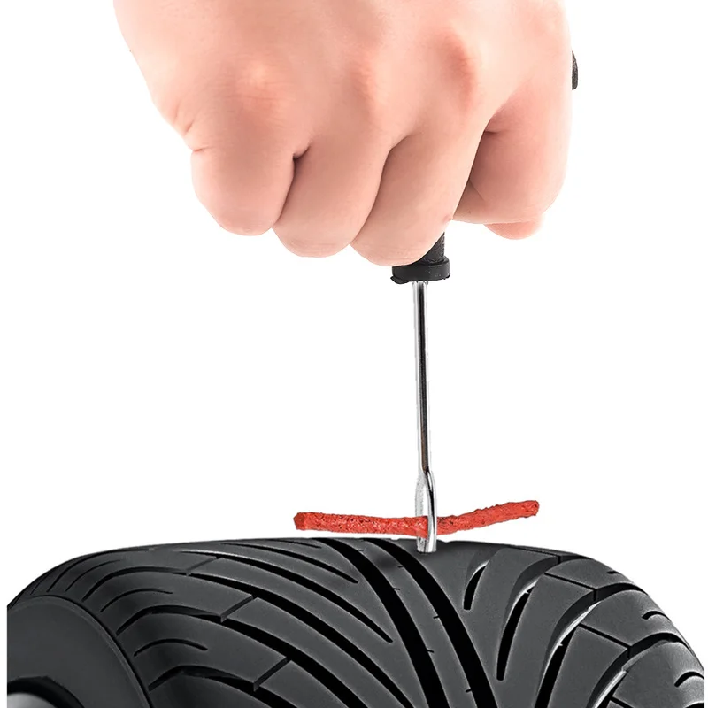 Juego de herramientas de reparación de neumáticos de coche para bicicleta, Kit de reparación rápida de pinchazos de neumáticos sin cámara con