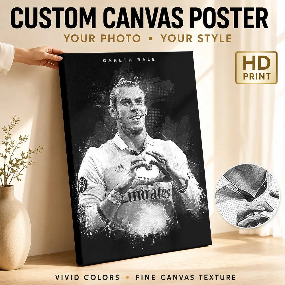 Argentina Number 10 Soccer Jersey Canvas Print Poster Bold Style Wall Art With Personalized Photo For Games Room Ideal Fan Gift