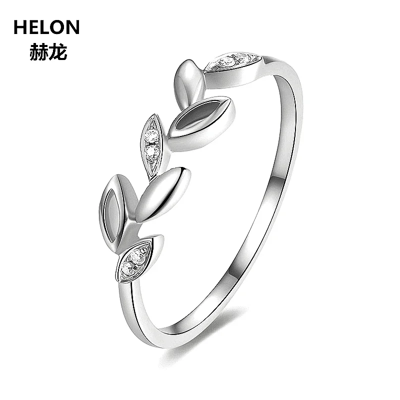 

Leaf Solid 14k White Gold Natural Diamonds Engagement Ring Wedding Anniversary Band Fine Jewelry Women Trendy