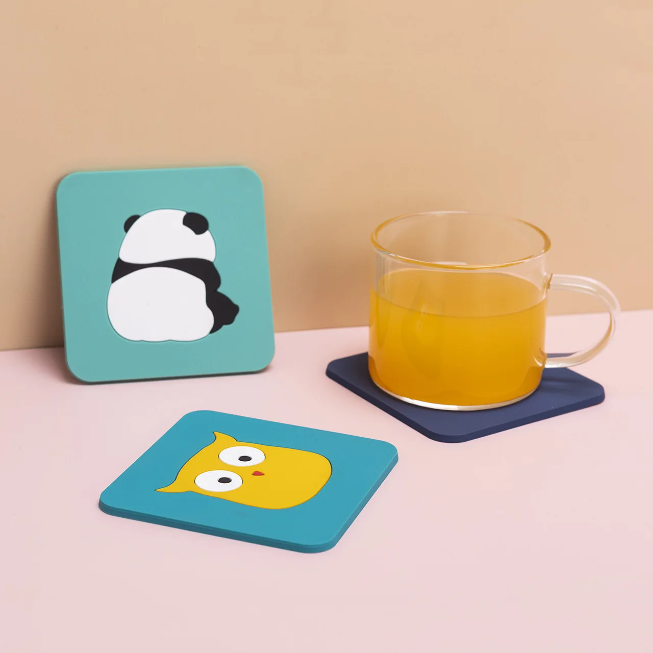 1PCS Cute Cartoon Coaster Whale Panda Rabbit Drink Holder Slip Resistant Heat Insulation Hot Pad Silicone Ring Base for Cup