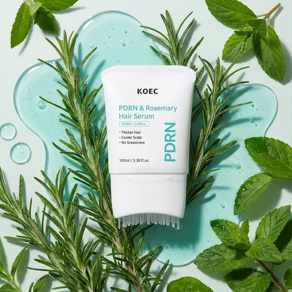 KOEC PDRN Hair Serum With Massage Applicator Rosemary Extract Scalp Care Product Reduce Hair Loss Boost Hair Density Non-Greasy