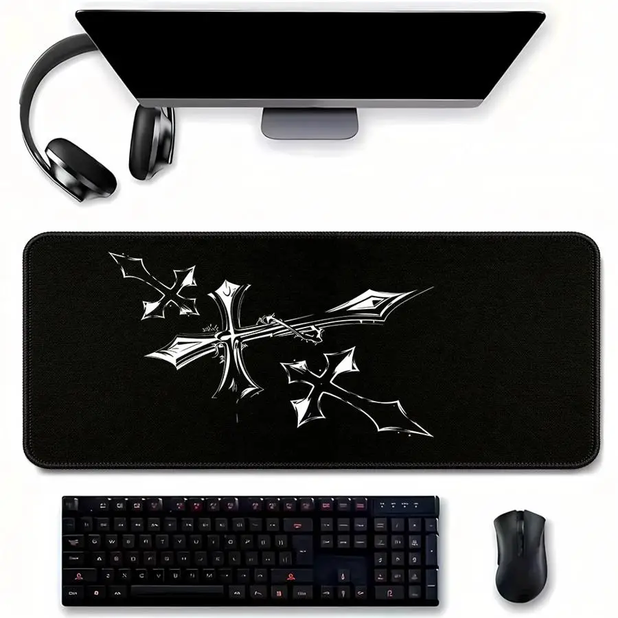 rubber Mouse Pad Game Console Pad office Pad Keyboard Mouse Pad Computer Laptop Pad Desk accessories Black Cross
