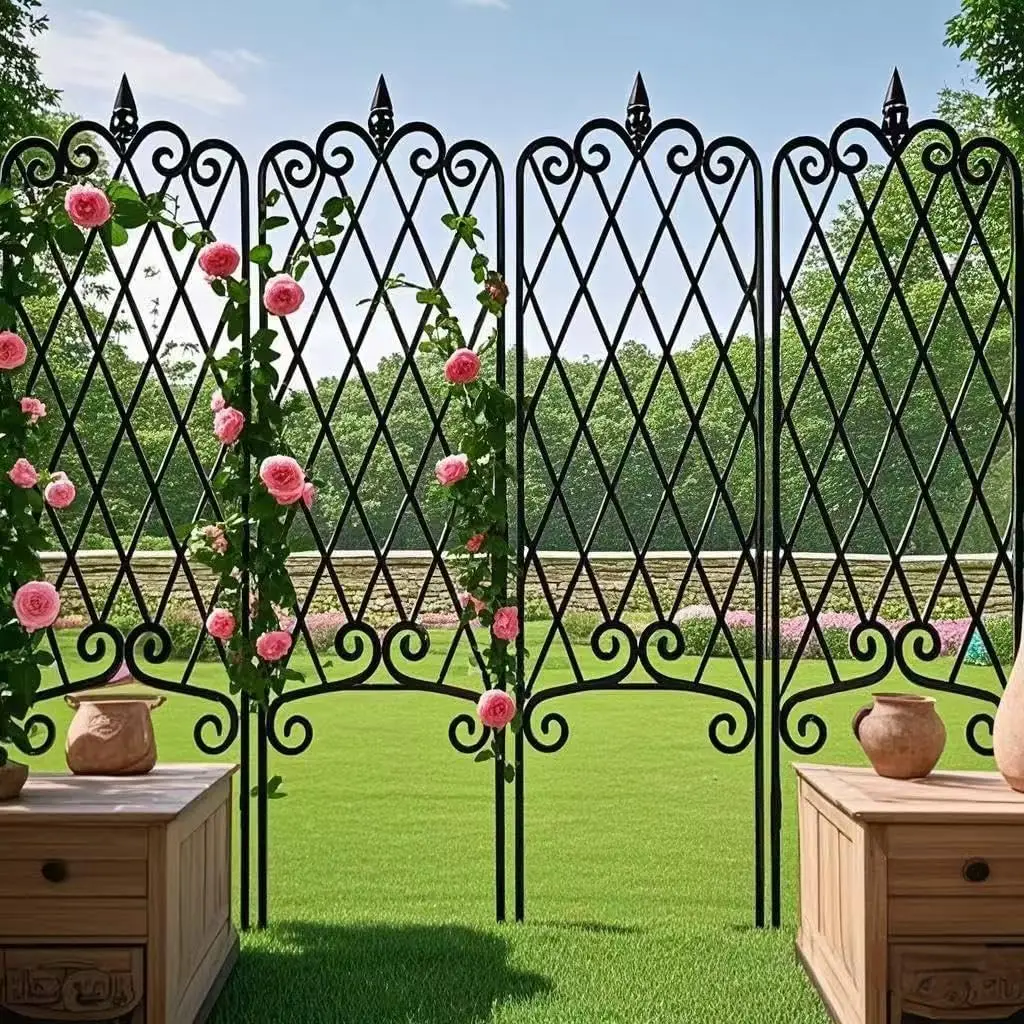 

4 Pack 47” x 16” Garden Trellis for Climbing Plants Outdoor Metal Garden Fencing Decorative Plant Trellis Vegetables