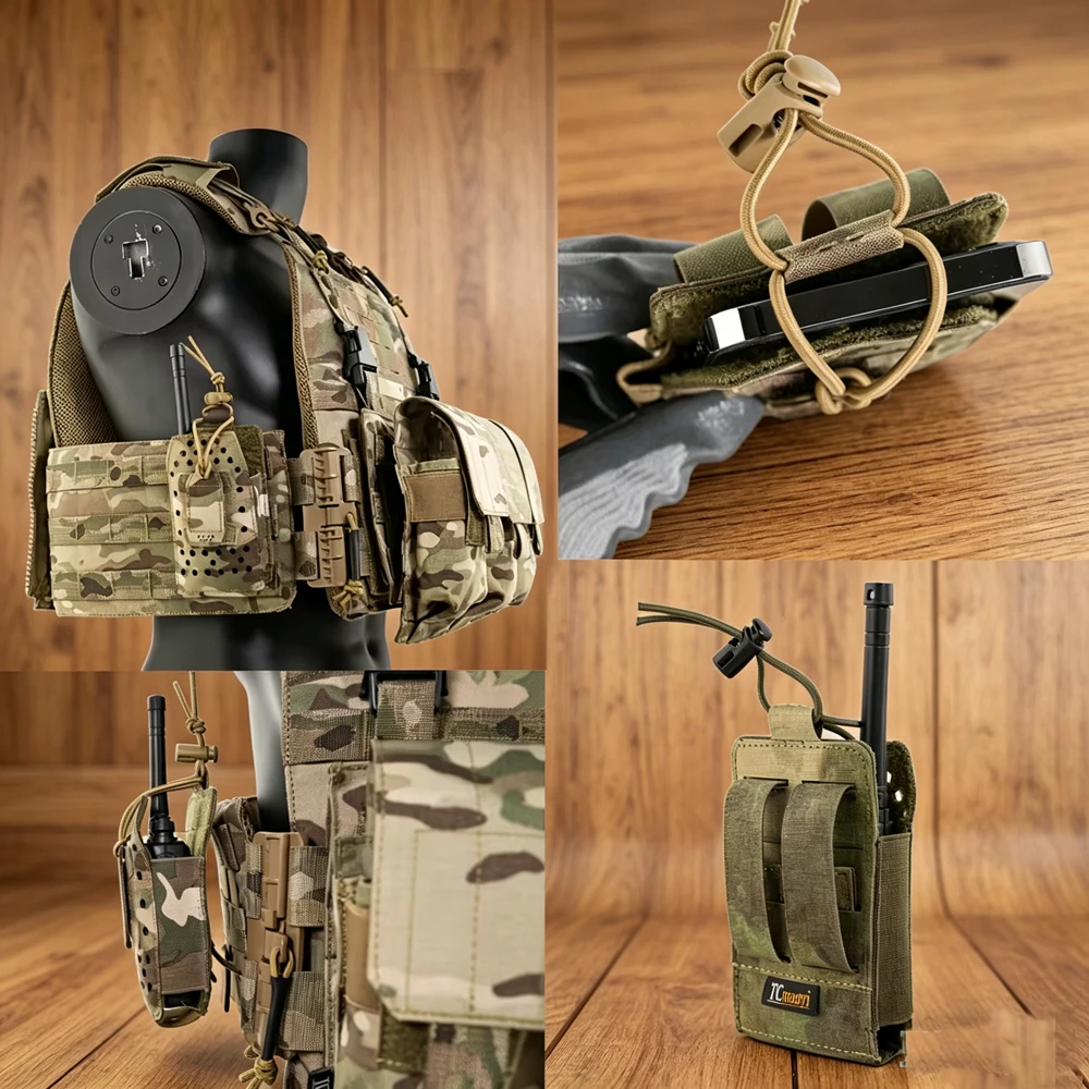 

NEW practical Tactical Vest Molle Cooling Waist Radio Pouch Walkie Talkie Bags Universal Protective Case for Mobile Phones