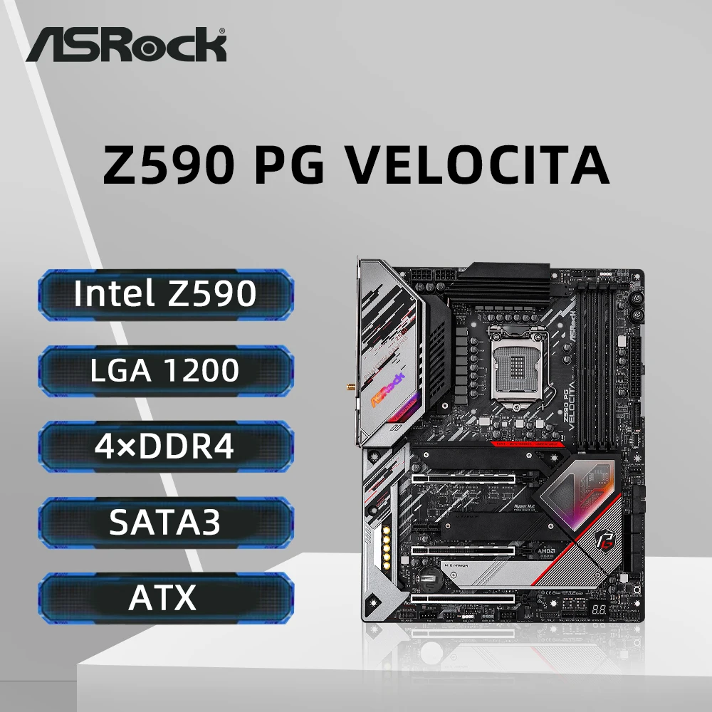 ASRock Z590 PG Velocita Motherboard LGA 1200 Supports i9-11900KF 10900K i7-11700K 10700KF i5-11600K 10600 CPU 4xDDR4 4800MHz M.2