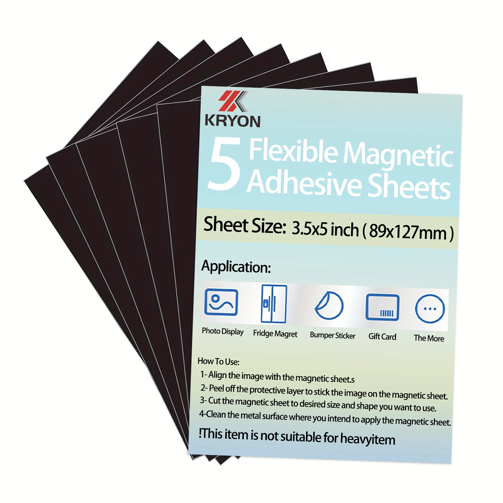 5PCS 16Mil 3.5x5 Inch 89x127mm Self Adhesive Magnetic Paper Sticky with Adhesive Backing Flexible Magnet Sheets