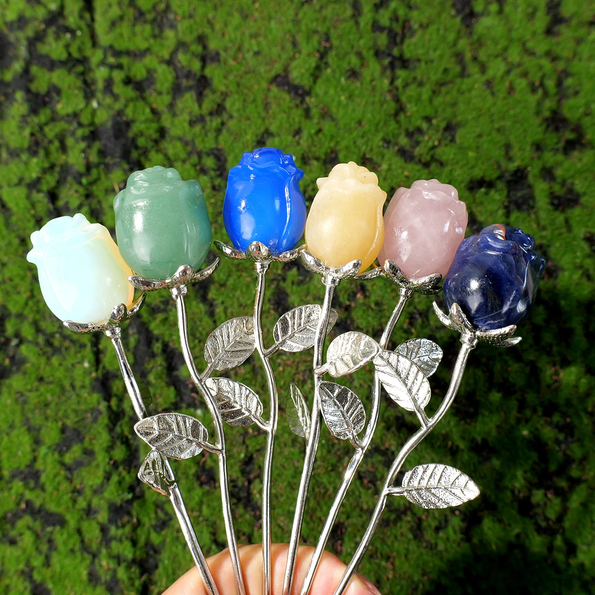 1pc Natural Crystal Raw Stone Semi Precious Stone Rose Decoration Valentine's Day Wedding Decoration Crystal Crafts Gift view 6