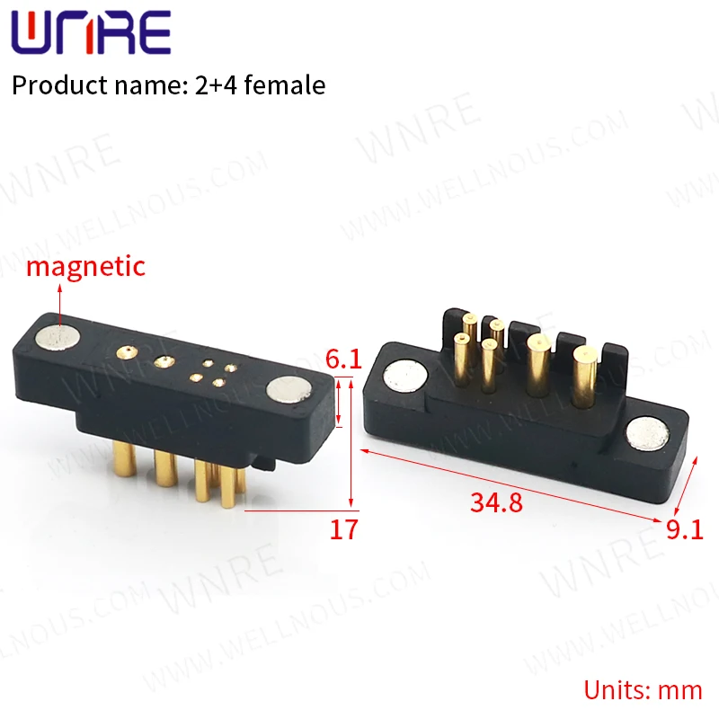 2+4 Magnet Connector New Product Customization Pogopin Male and Female Magnetic Connector