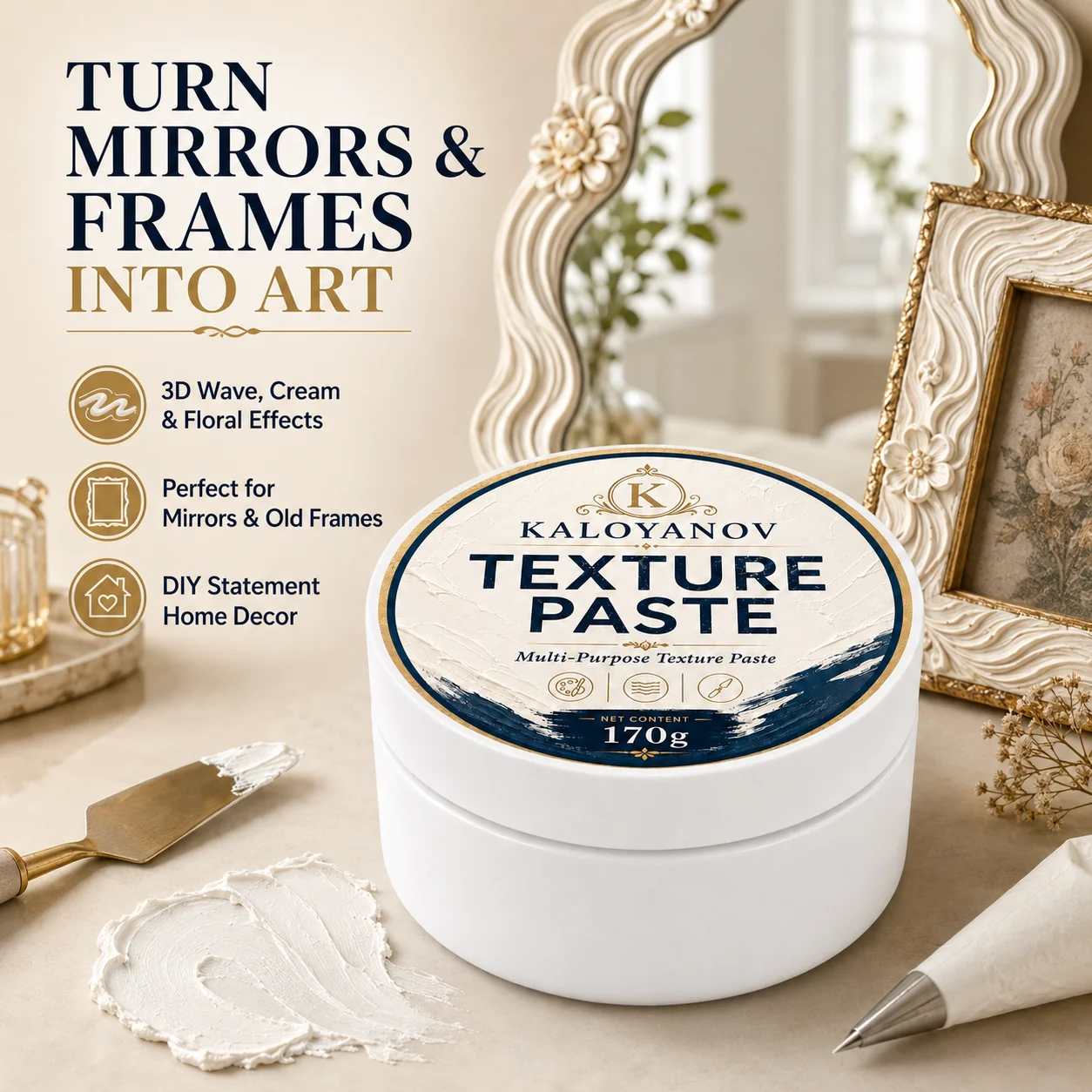 Art Craft Mirror - 3D Texture Modeling Paste Heavy Body
