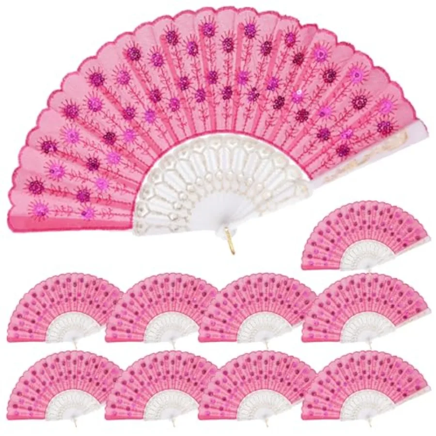 

Fabric Folding Handheld Fans, Perfect for Weddings, Parties, and Dancing