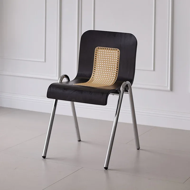 French light luxury retro rattan chair home living room creative leisure backrest C chair Internet celebrity Nordic stainless