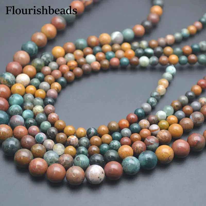 

5strands 6mm 8mm 10mm Mix color Natural Ocean Jasper Agate Stone Round Beads Jewelry Necklace Bracelet Making Gemstone Supplies