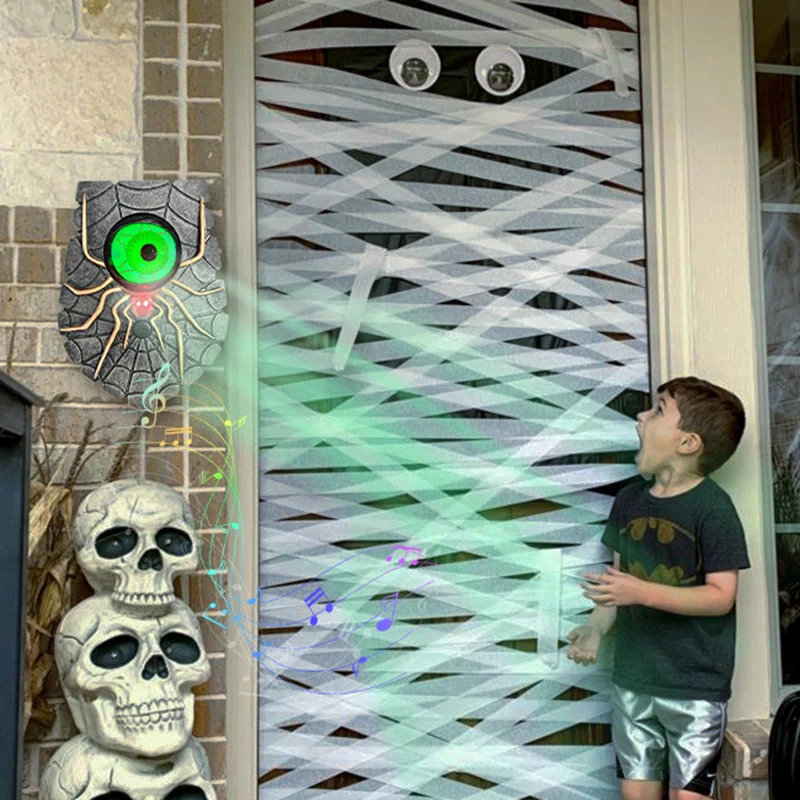 Nuovo campanello ragno di Halloween suono incandescente campanello con un occhio decorazione campanello horror bar stanza segreta casa fantasma trucco prop