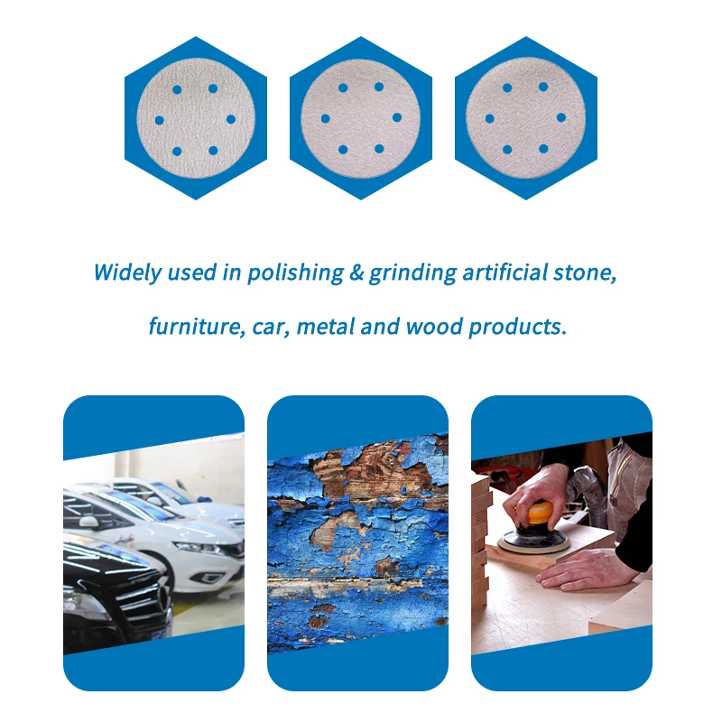 6 Inch 6 Holes Hook and Loop White Sandpaper Kit 40 Pcs Sanding Discs for Grinding Metaling Wooden Furniture Glass Plastic