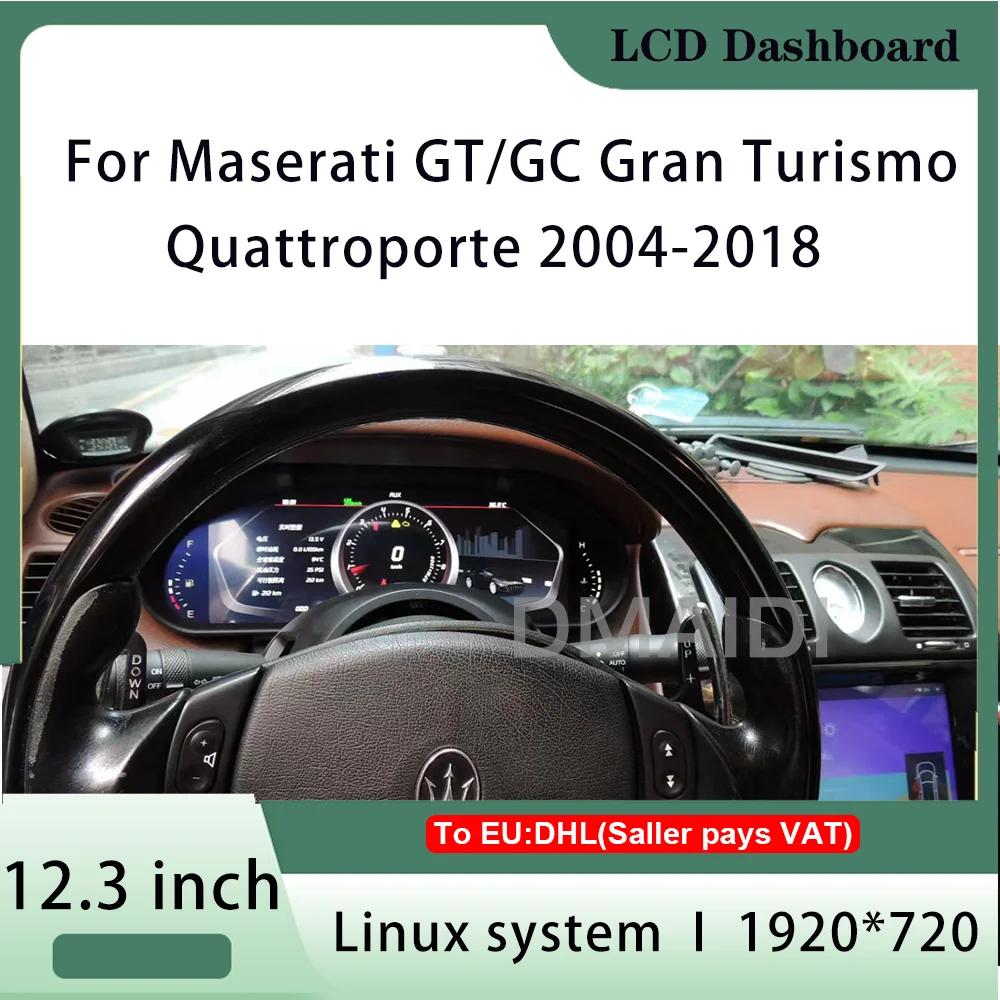 12.3 Linux System LCD Car Dashboard Speedometer Digital For Maserati GT/GC Gran Turismo Quattroporte 2004-2018 Panel Instrument