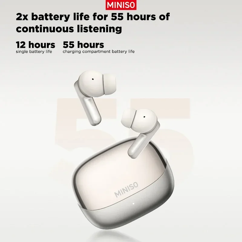 MINISO MS106 Bluetooth Earphone TWS Wireless Headphones Long Battery Life Sports Earphones Noise Reduction Comfortable Earbud
