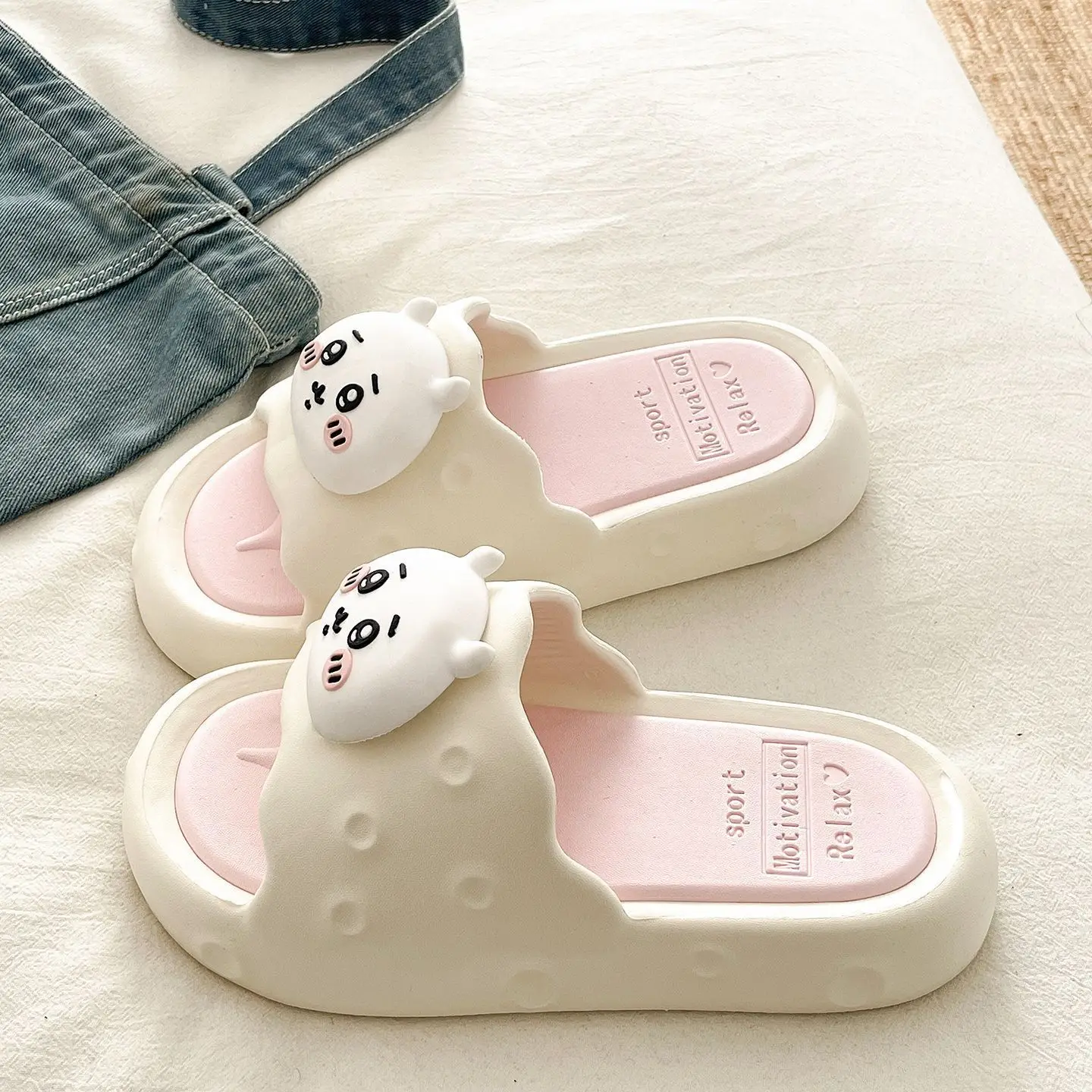 Anime Summer New Anime Eva Removable Flip Flop Female Wear Outside Comfortable Versatile Sandals Girl Chiikawa Hachiware Usagi - view 4