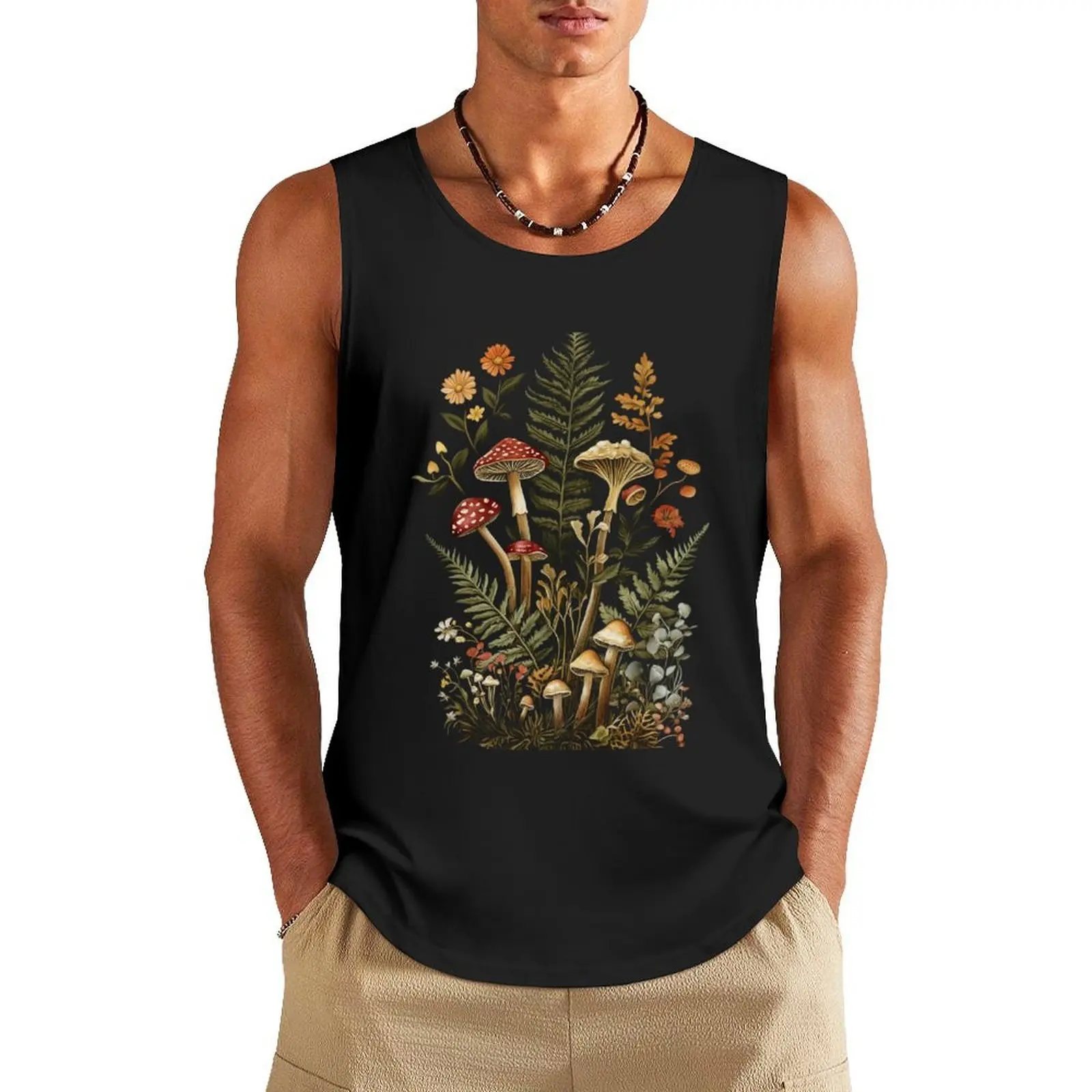 

Witchy Woodland Mushrooms and Plants Tank Top sports vest sports t-shirts for men t-shirt gym man t-shirt for man