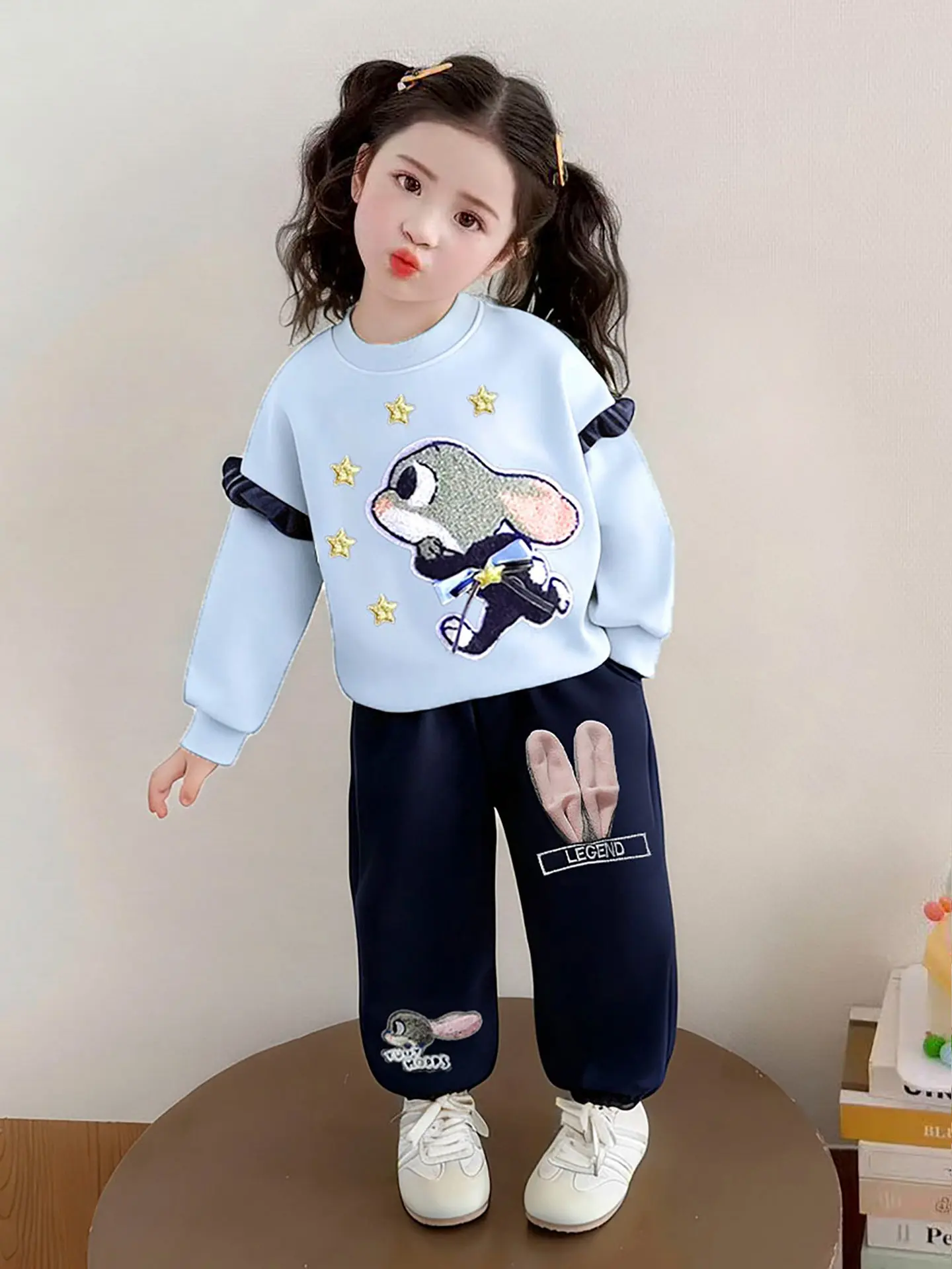 

Disney Judy Girls' Set Spring Autumn Children's Cartoon Long Sleeves Sweatshirt Pants 2-Piece Children's Clothing Suit