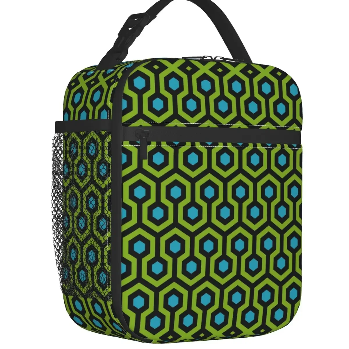 Green Shining Overlook Hotel Carpet Resuable Lunch Box Mid Century Geometric Hexagons Thermal Cooler Food Insulated Lunch Bag