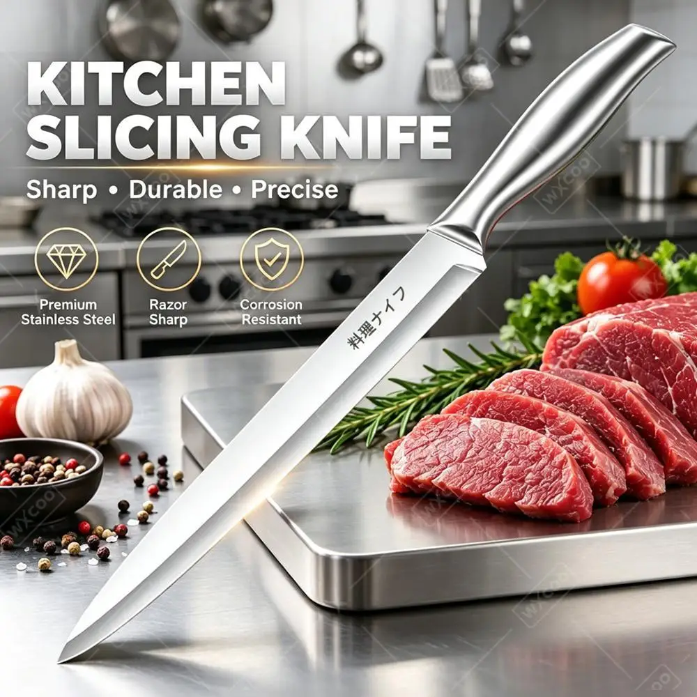 Professional Sharp Japanese Stainless Steel Salmon Sashimi Knife for Home Use Slicing Knife Meat Chef Specialized Kitchen Knife