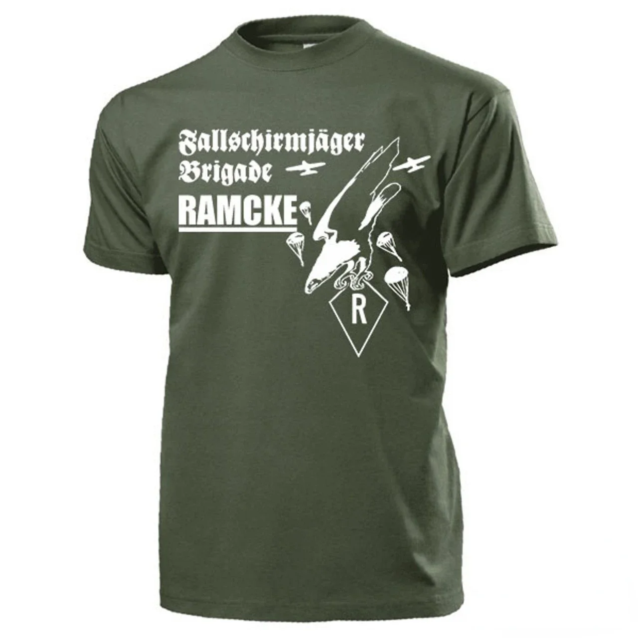 Fallschirmjäger Brigade Ramecke Coat of Arms Badges Green Devils T-Shirt. Summer Cotton Short Sleeve O-Neck Mens T Shirt New