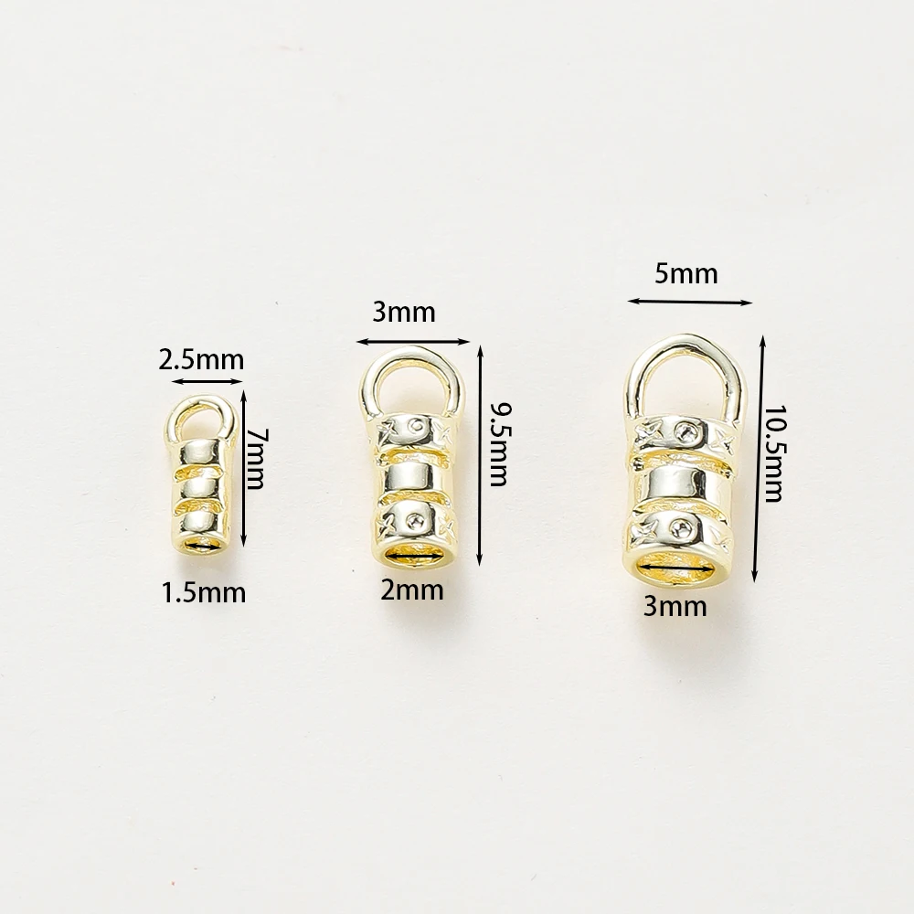 10 Stück Messing 18 Karat vergoldete Crimp-End kappen mit Schlaufen schnur rohr Zylindern den Kappe für Leders chnüre und Ketten DIY Schmuck herstellung – Detail 10