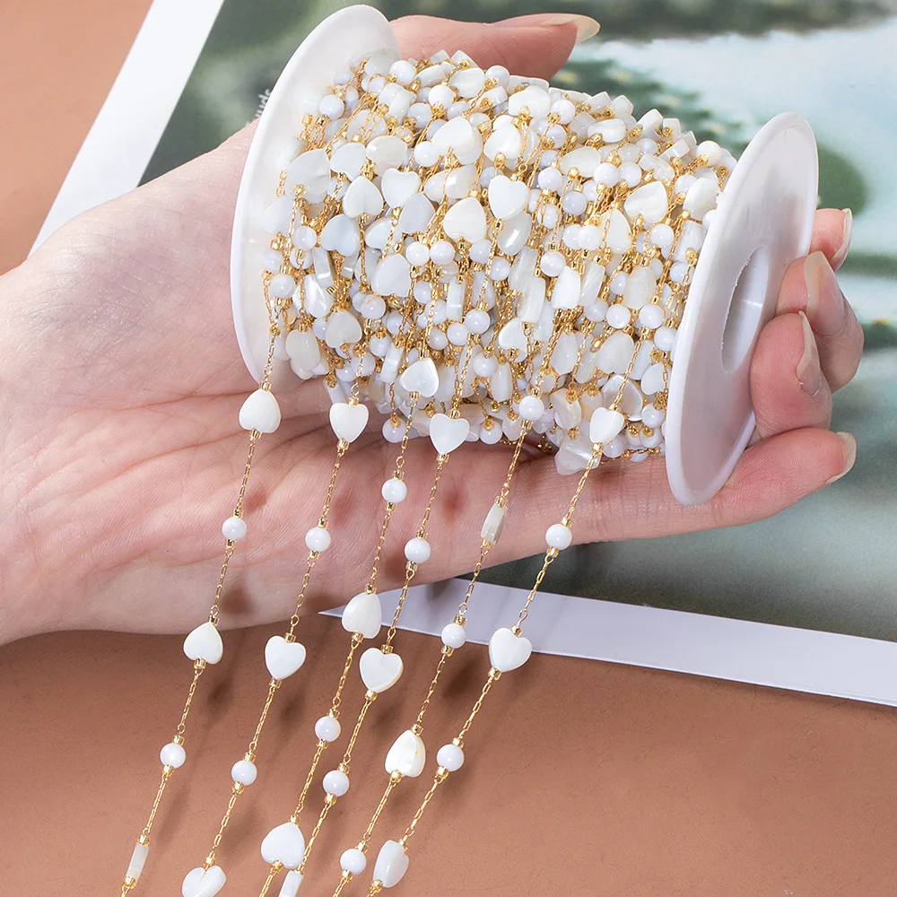 WT-STS021 نوعية جيدة قذيفة الطبيعية القلب ستار شكل دائري سلسلة مجوهرات من صلب لا يصدأ كما التبعي قلادة اليدوية #3