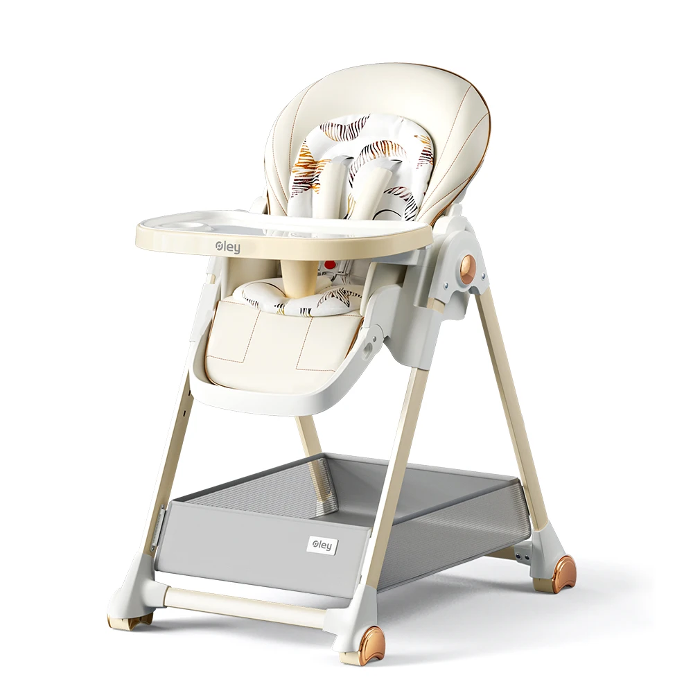 Luxury Baby High Chair With Removable Seat And Tray Adjustable Height Baby Feeding Chair Assembly-Free Dining Chair