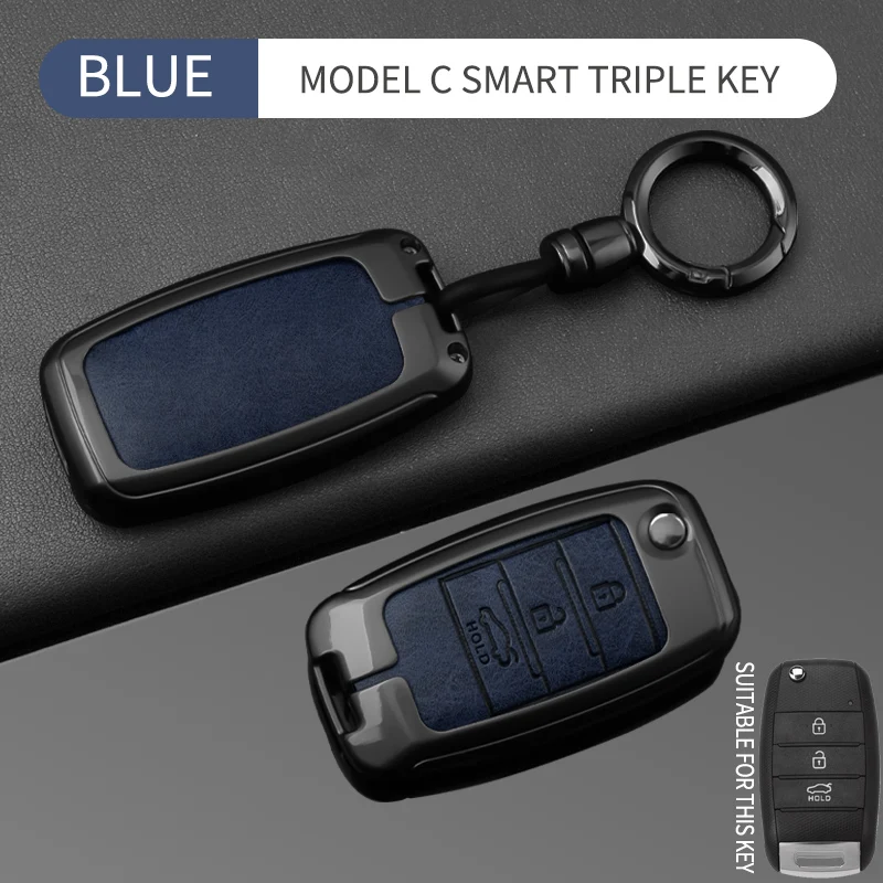 Metall-Leder-Schlüsseletui für KIA Rio 3 K2 Ceed Cerato K3 K5 Sorento Sportage Soul K4 Picanto Optima Forte Stinger Auto-Schlüssel-Gadget – Detail 13