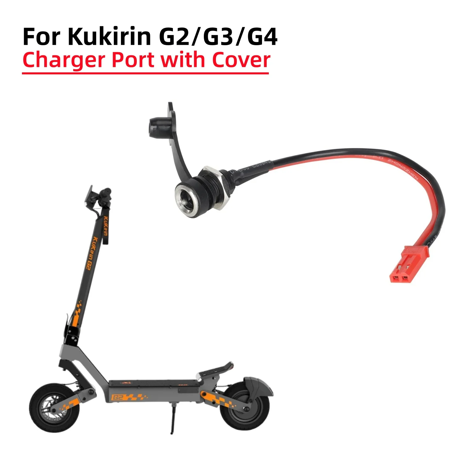 Cable de Carga para Scooter Kukirin G2 G3 G4 con Cubierta Impermeable, Piezas de Repuesto para Puerto de Carga de Scooter Eléctrico Kukirin G2 G3 G4