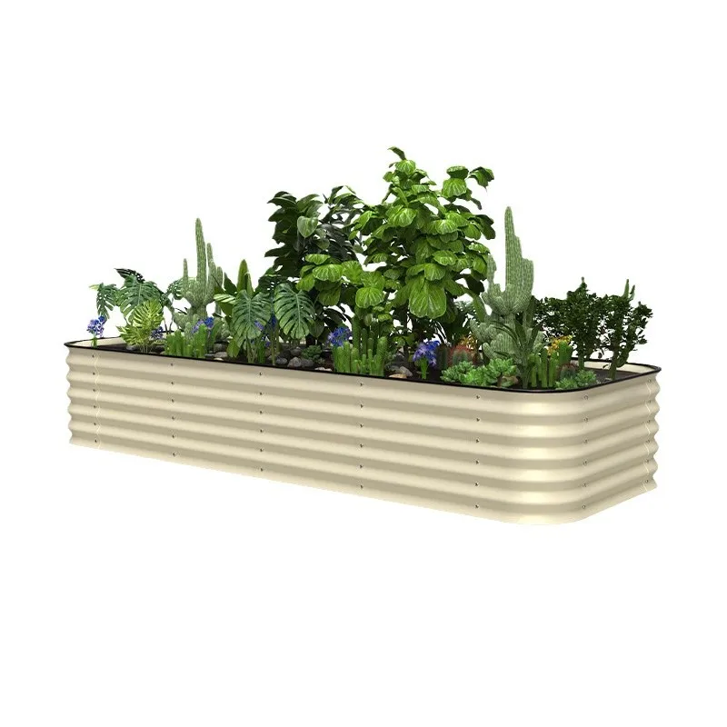 

240X150x23cm galvanized steel garden bed flower pot box double-sided aviation-coated elevated garden bed classic design