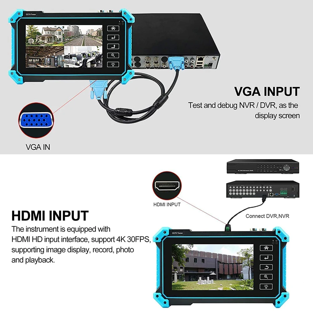 NOYAFA 5.4 인치 CCTV IPC 테스터, AHD CVI TVI 카메라 테스터, VGA HDMI 입력, IPC715 카메라 보안 모니터링 네트워크 케이블 테스트, 8MP