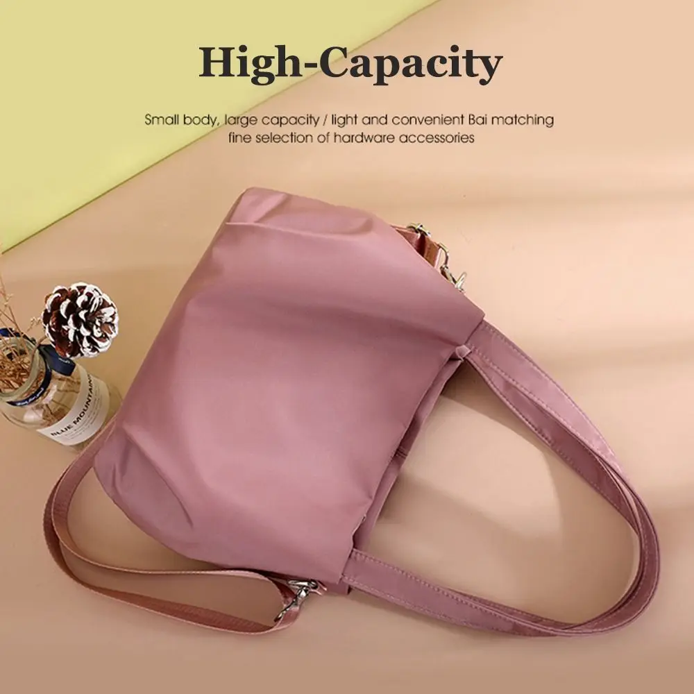 Nylon Shoulder Bag Fashion Solid Color Casual Underarm Bag Large Capacity Waterproof Lightweight Crossbody Bag Women Girls