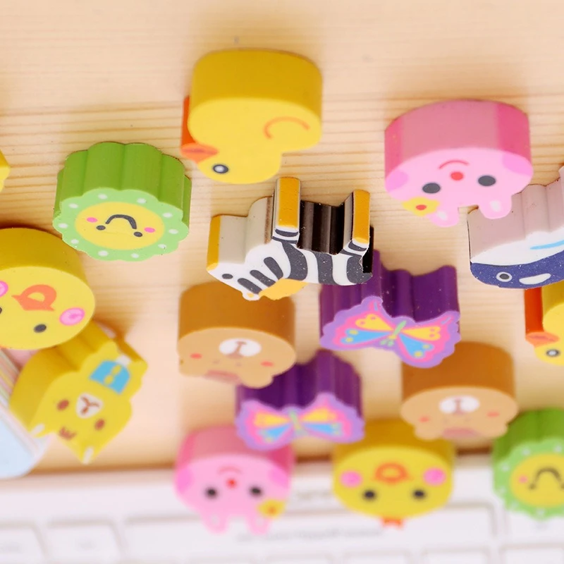 20 Pcs Wholesale  Cute Animal Design Eraser Set | Cartoon Kids Pencil Erasers for School Supplies Gift