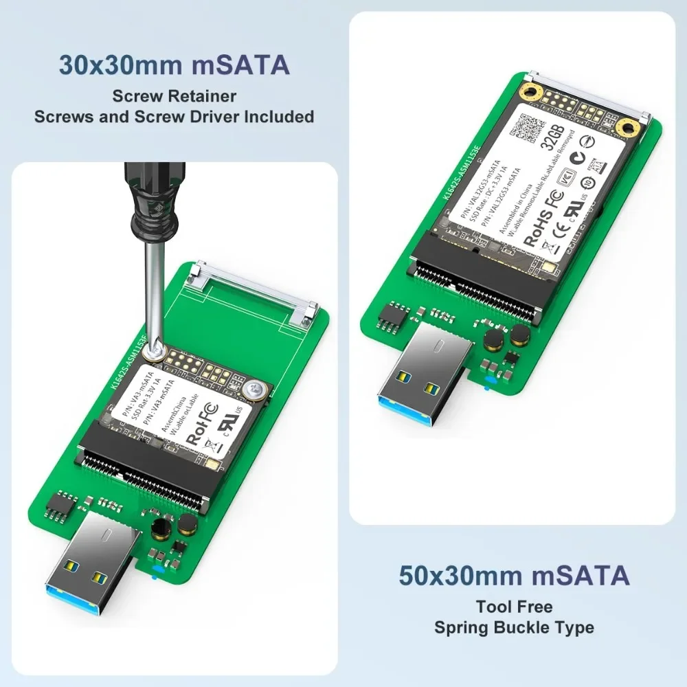 Maiwo msata para usb 3.0 adaptador caso para 30x50mm mini sata ssd 5gbps 2tb capacidade gabinete de unidade externa nenhum cabo necessário