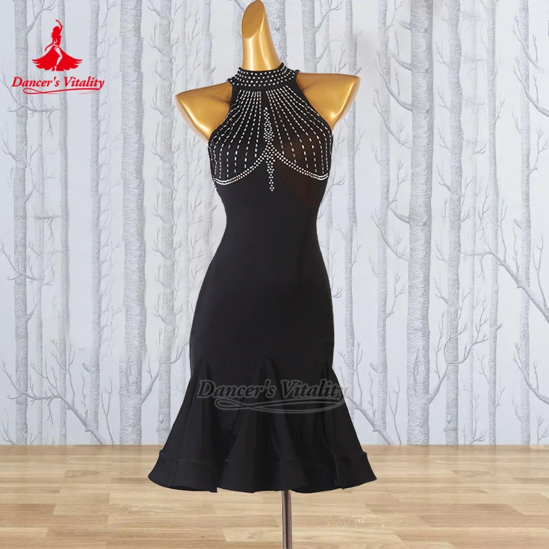 

Chacha Samba Rumba Sleeveless High-neck Dresses Customize Adult Latin Professional Training&Perform Clothing Dancer's Vitality