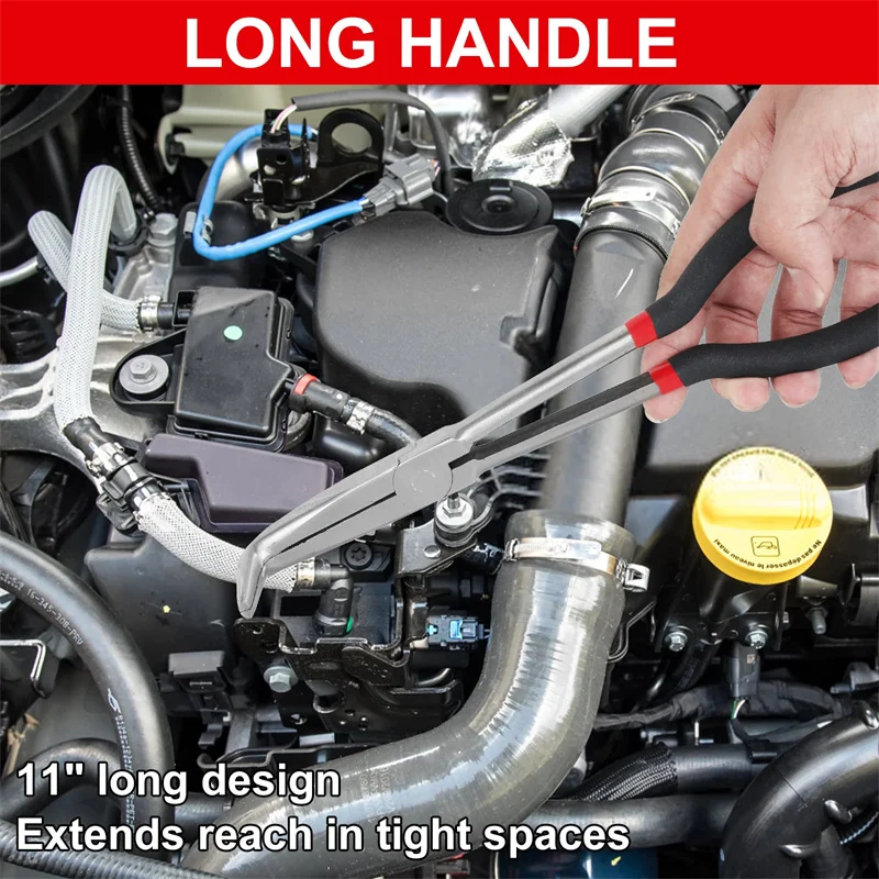 قطعة واحدة من كماشة الأنف الطويلة عالية الجودة مقاس 11 بوصة مع أطراف منحنية ومستقيمة - مثالية لتطبيقات الصناعية وإصلاح السيارات #3