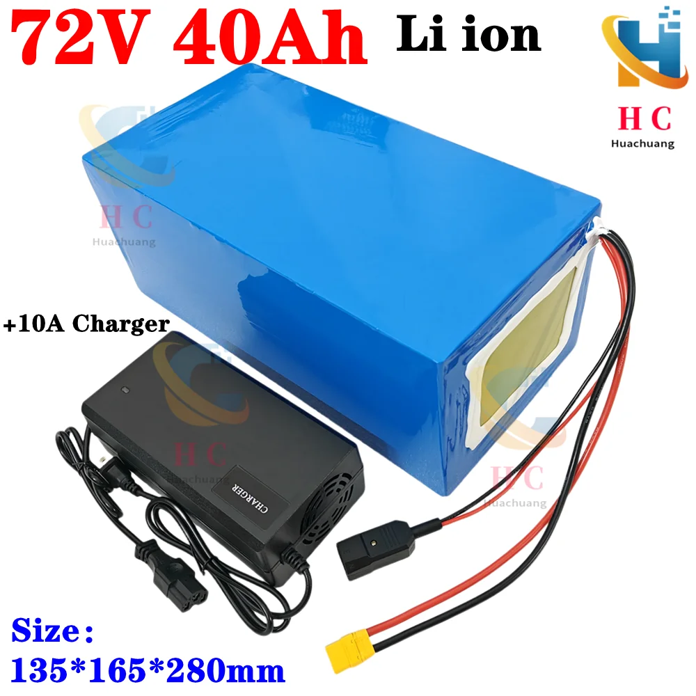 

72v 40Ah lithium ion battery BMS 20S li battery for 2000w 3500w 7000w scooter inverter motorcycle +10A charger