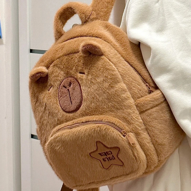 Capybara Plush Backpack Kawaii Fashion Plushie Doll Fur Bag Children's Bag Shoulder Bag Mini Knapsack Bags Gifts For Girlfriend