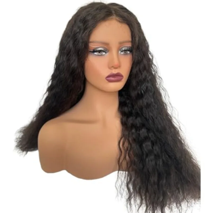 Реалистичная женская голова манекена с плечами, мягкая голова манекена для парика, стильные ювелирные изделия светло-коричневого цвета, модный S