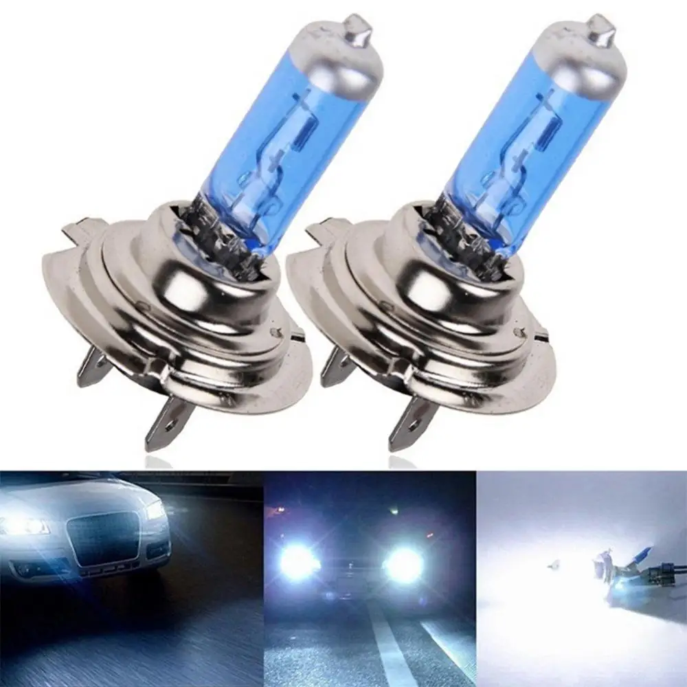 

2Pcs 55W 12V H7 6000K Car Xenon Halogen Headlight Super Bright White Bulb Lamp