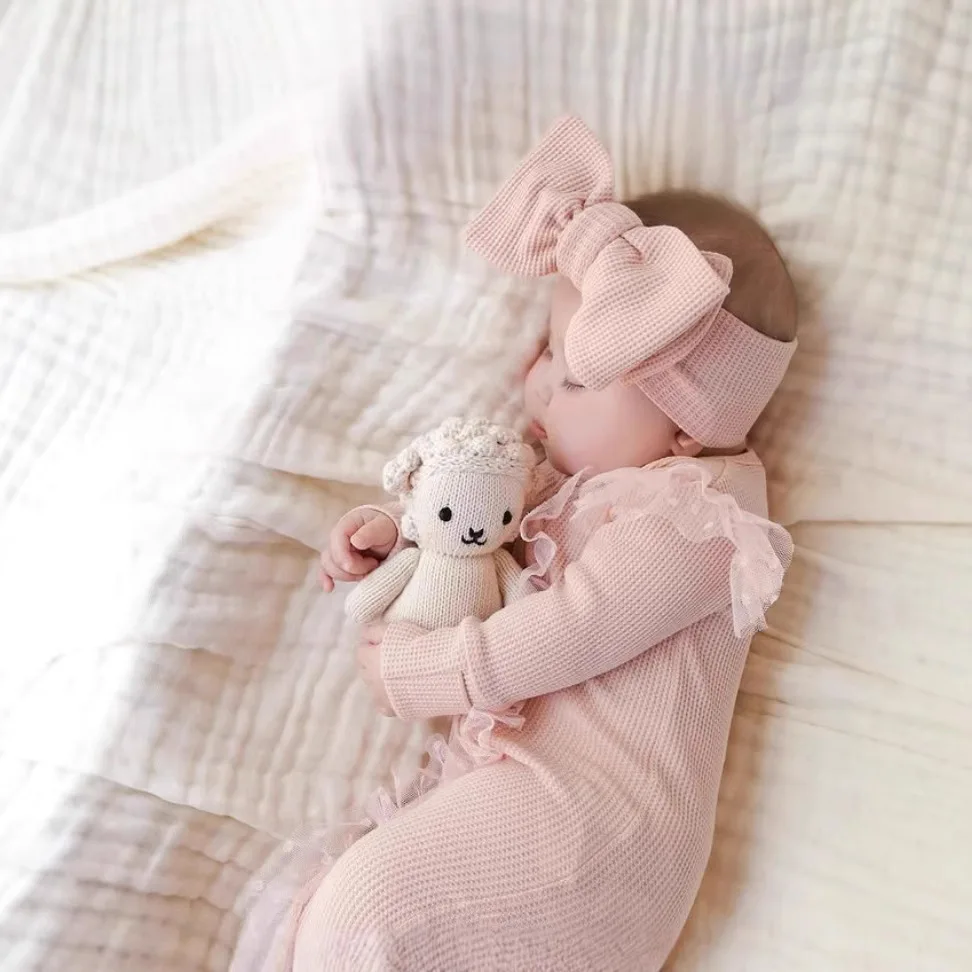 

2025 Girls' Baby Jumpsuit with Spring and Autumn Long Sleeves Wrapped Feet Knitted Elastic Pure Cotton Jumpsuit Ins for Newborns