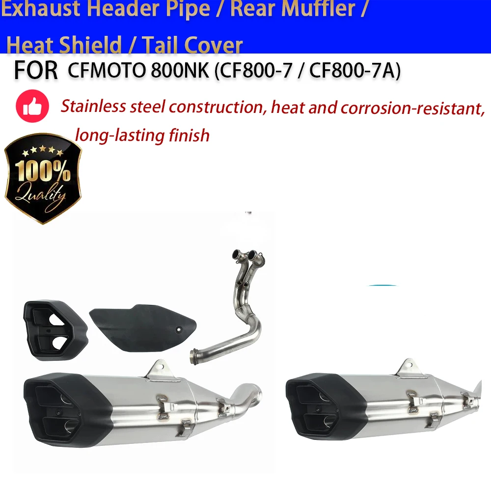 For CFMOTO 800NK CF800-7 CF800-7A Exhaust Header Pipe Muffler Heat Shield Tail Cover Stainless Steel Motorcycle Parts