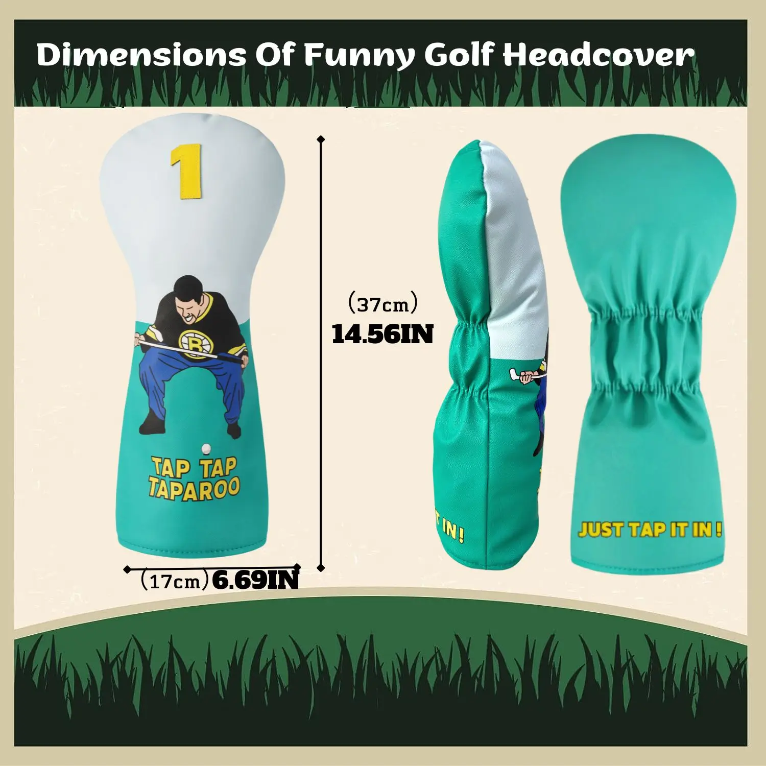 Golf PU Leather Head Covers for Driver, Funny Design Golf Club Head Covers with Soft Lining -Protective,Water-Resistant